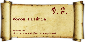 Vörös Hilária névjegykártya